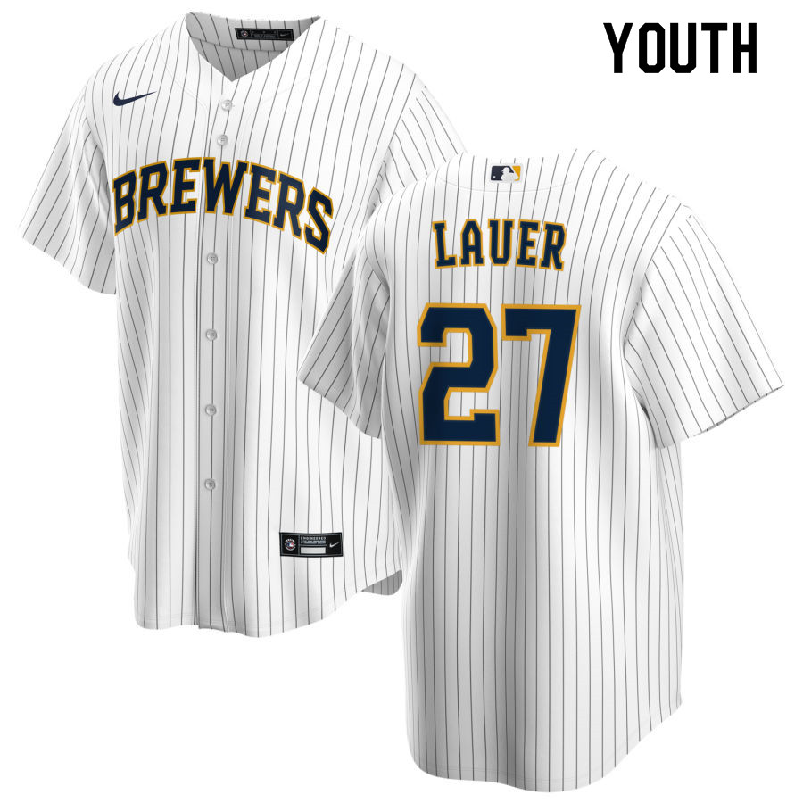 Nike Youth #27 Eric Lauer Milwaukee Brewers Baseball Jerseys Sale-White